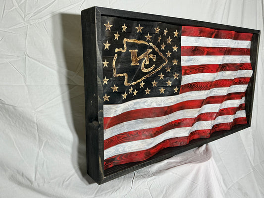 39x21” wooden Kansas City American Flag