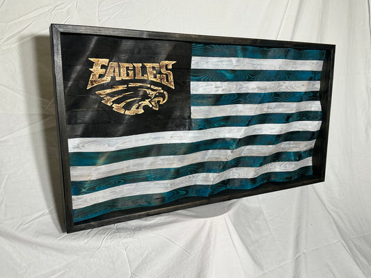 39x21” wooden Eagles Flag