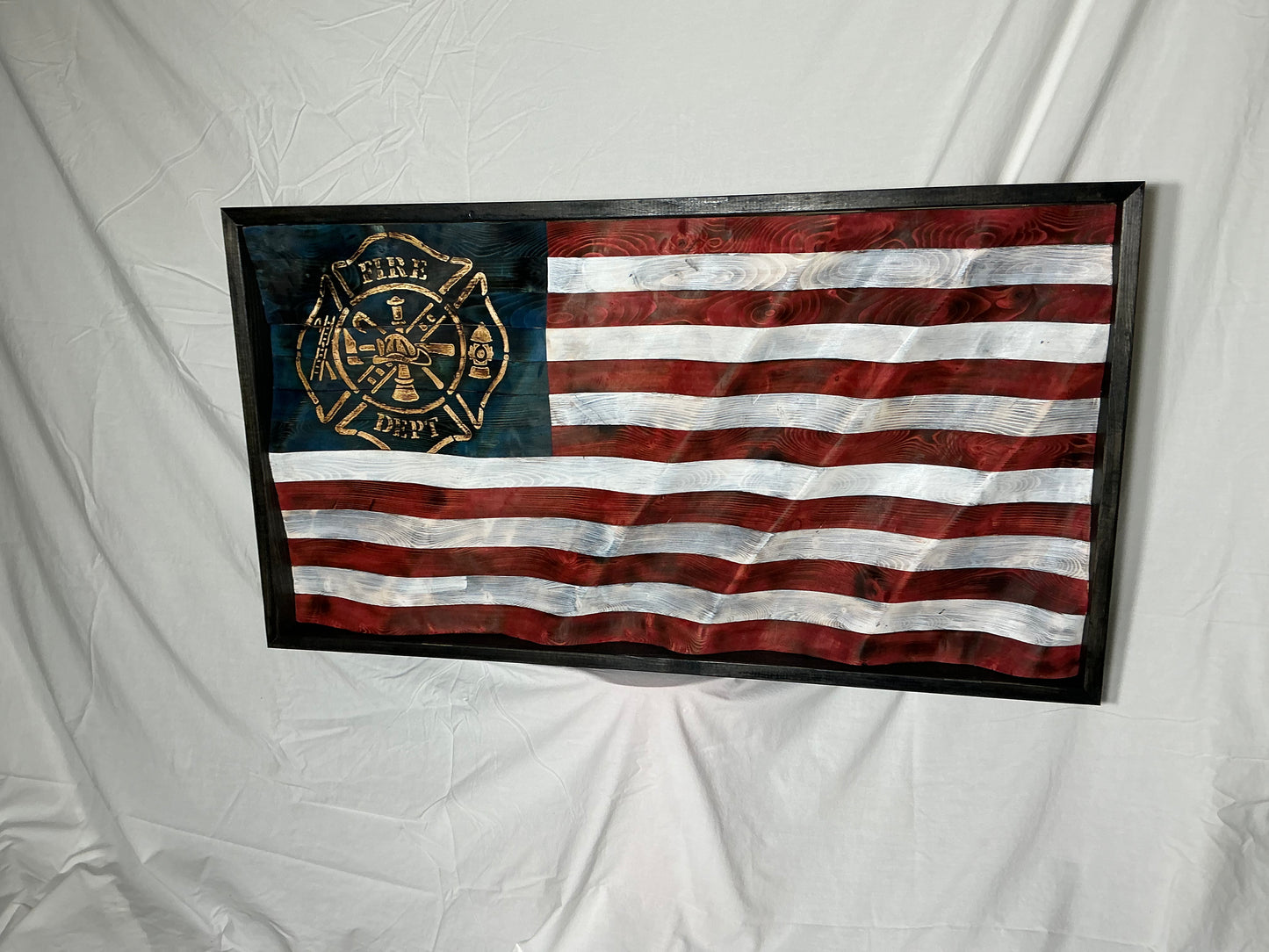 Fire department wooden American flag