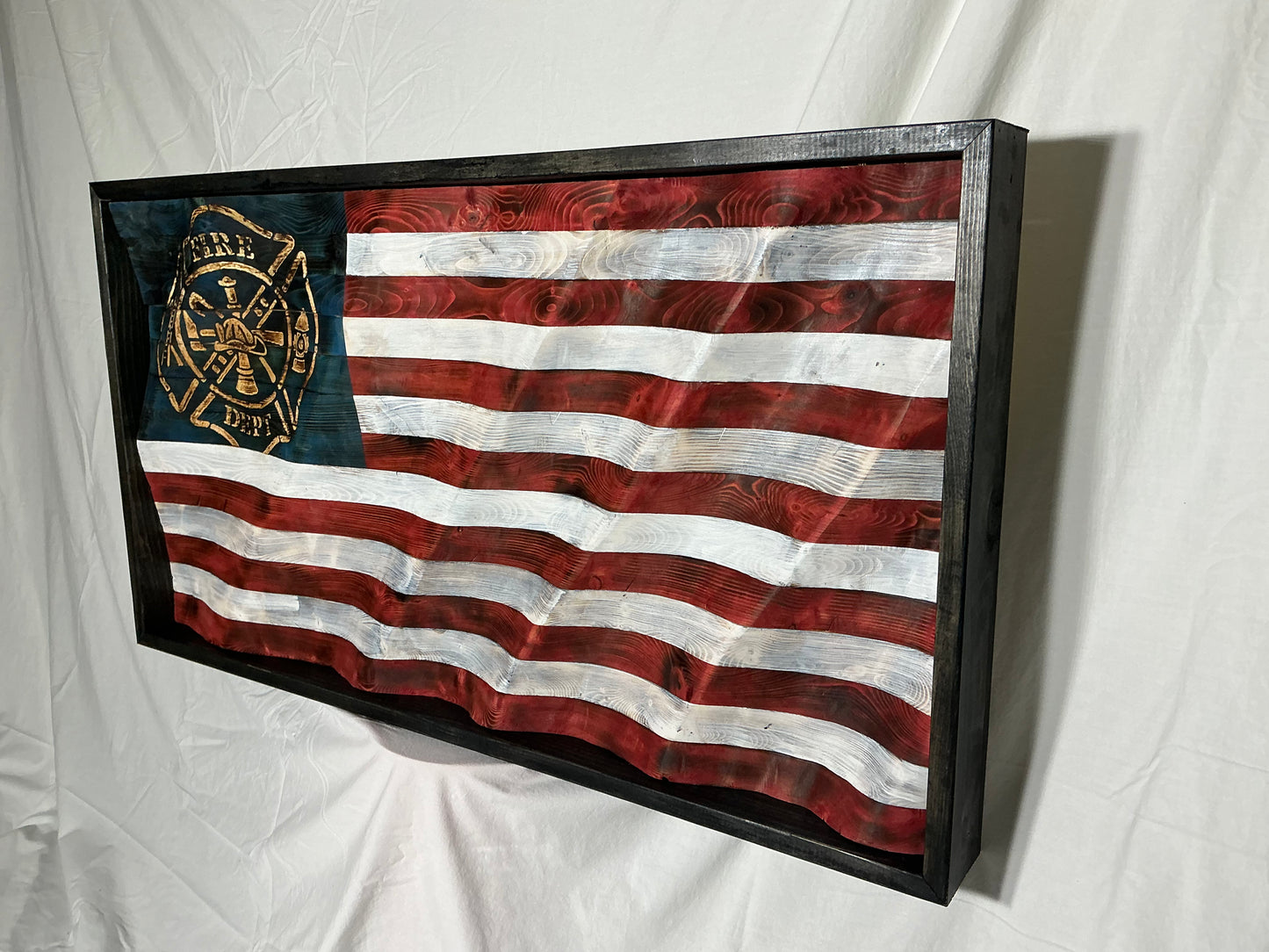 Fire department wooden American flag